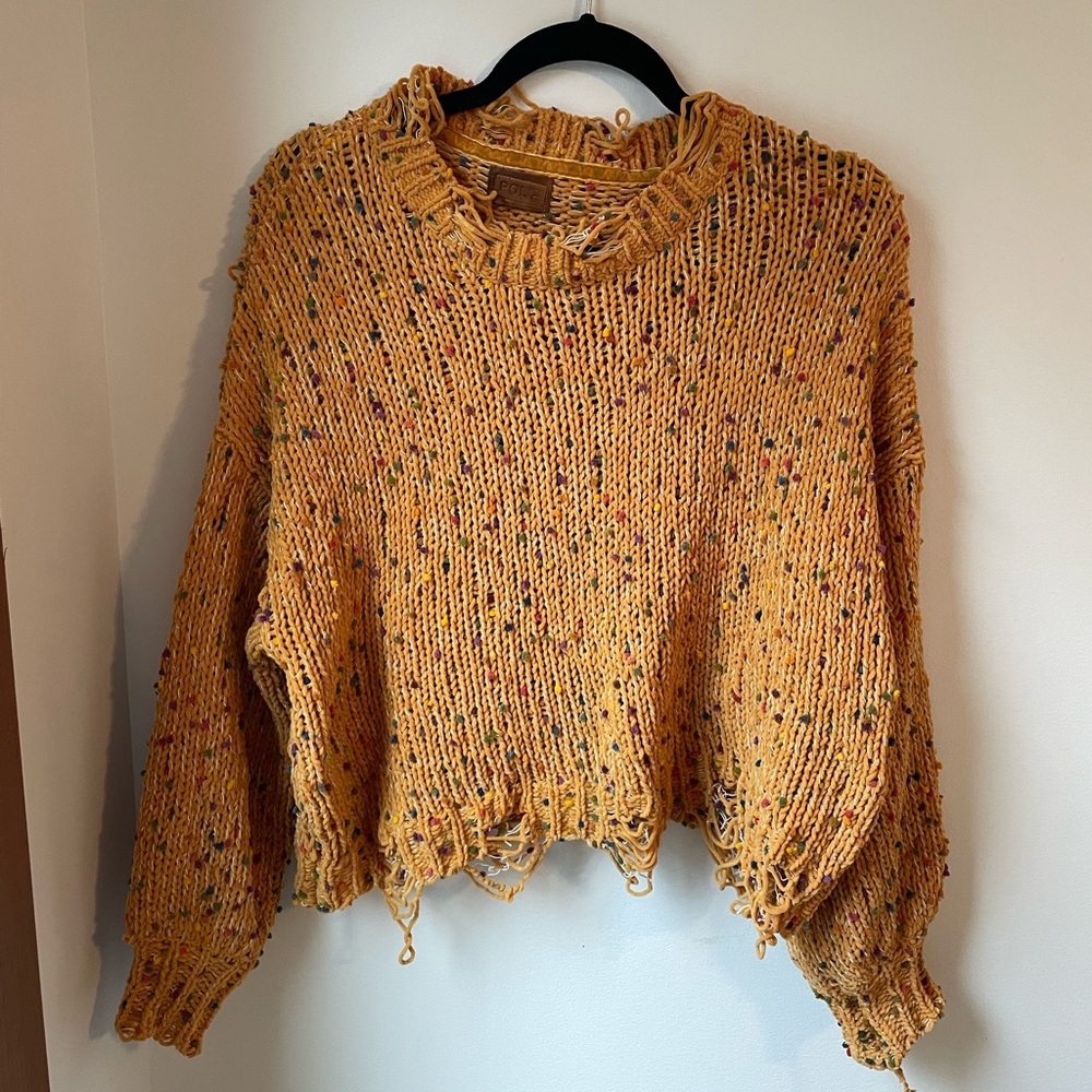 POL Mustard Speckled Knit Sweater